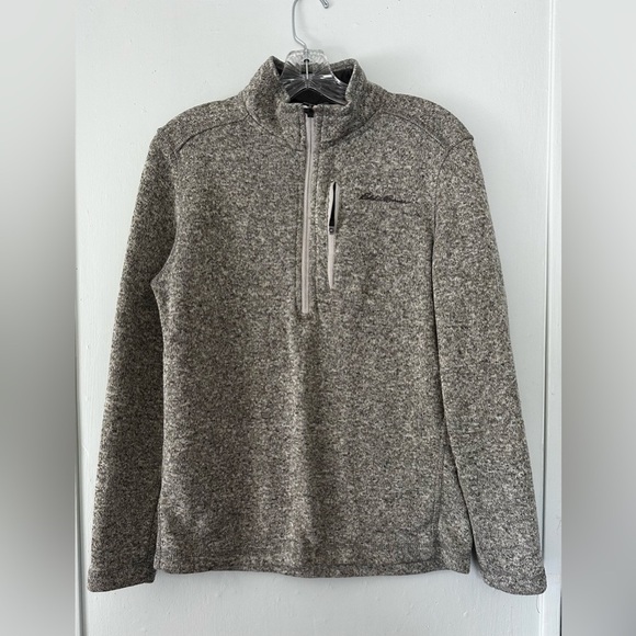 Eddie Bauer Gray 1/4 Zip Fleece Pullover Sweater Size Small - Picture 2 of 4